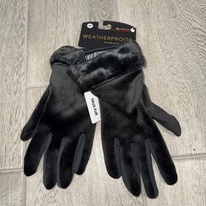 Weatherproof Gloves M Black Winter Sensatec Touch Screen Compatible Faux Fur